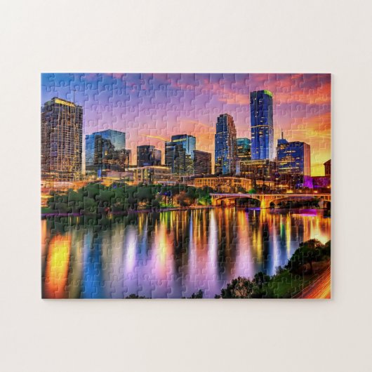 Austin Texas Art 1 Fotopuzzel Skyline Art Austin Legpuzzel (Horizontaal)