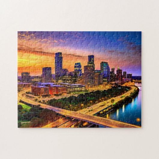 Austin Texas Art 4 Fotopuzzel Skyline Art Austin Legpuzzel (Horizontaal)