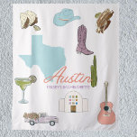 Austin Texas Bachelorette bruiloft Wandkleed<br><div class="desc">Leg de geest van je Austin, Texas vrijgezellenbruiloft vast met onze prachtige Austin Texas vrijgezellenbruiloft. Dit unieke en gepersonaliseerde wandtapijt is voorzien van een prachtige waterverf van iconische Austin oriëntatiepunten, waardoor het de perfecte aandenken is voor uw speciale weekend. Of u nu een relaxte barbecue, een avondje uit op Sixth...</div>