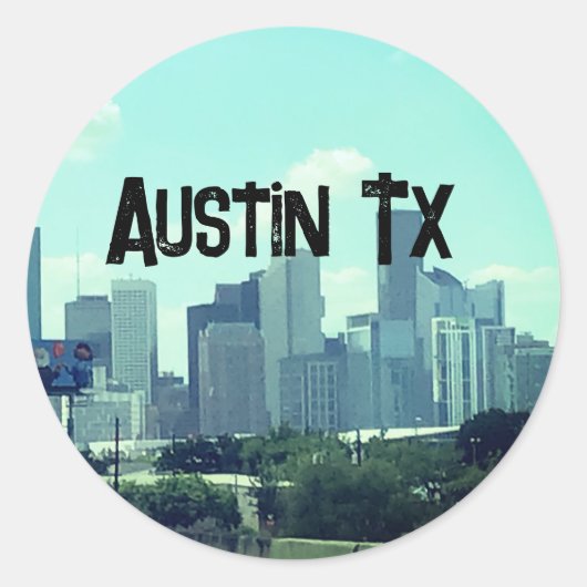 Austin Texas backround Ronde Sticker (Voorkant)