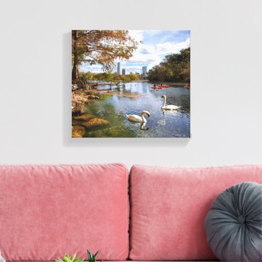 Austin, Texas Barton Creek/Ladybird Lake Skyline Canvas Afdruk (Insitu (Woonkamer))