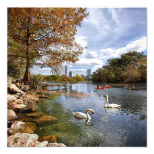 Austin, Texas Barton Creek/Ladybird Lake Skyline Foto Afdruk