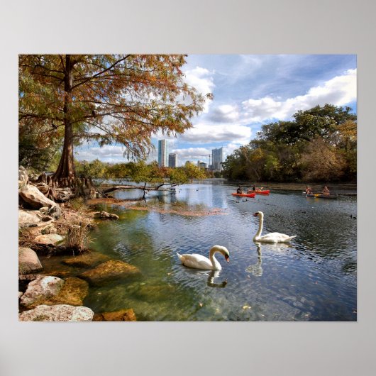 Austin, Texas Barton Creek/Ladybird Lake Skyline Poster (Voorkant)