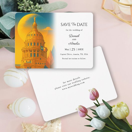 Austin Texas Bestemming Huwelijk Bewaar de Datum Save The Date