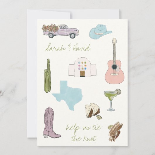 Austin, Texas, bewaar de datum met tekeningen Kaart (Voorkant)