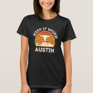 Austin Texas Blijf Het Raar Vintage Longhorn Zonso T-shirt