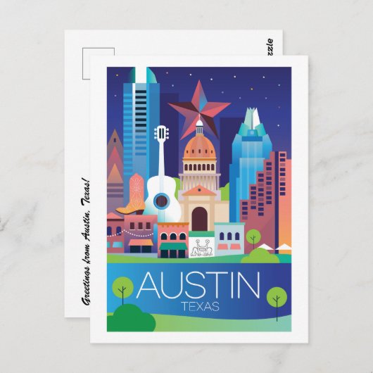 Austin, Texas Briefkaart (Voorkant / Achterkant)