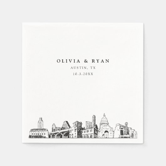 Austin Texas Bruiloft Cocktail servet (Voorkant)