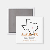 Austin Texas Burnt Oranje Fridge Magnet (Voorkant / Achterkant)