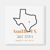 Austin Texas Burnt Oranje Fridge Magnet (Voorkant)