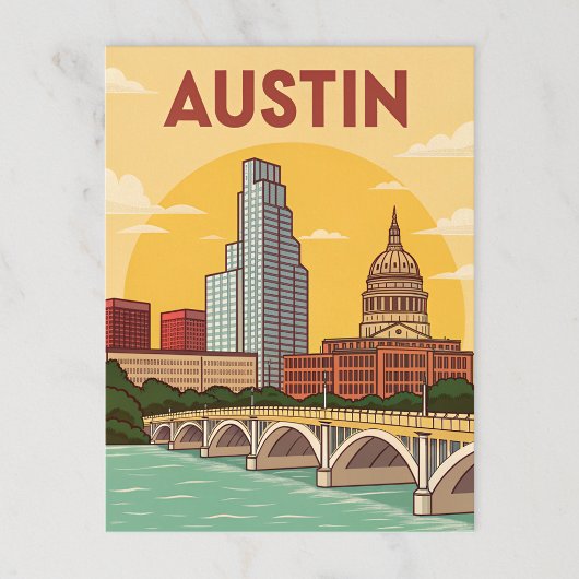 Austin, Texas: Capitol City Illustratie Briefkaart