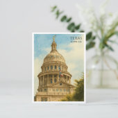 Austin Texas Capitol Dome Waterverf Briefkaart (Staand voorkant)