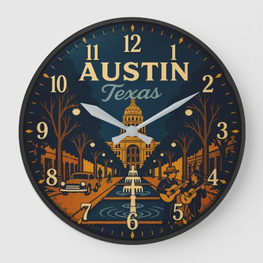 Austin Texas Capitol Plaza Grote Klok (Voorkant)