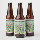 Austin Texas Cartoon Map Bier Etiket (Flessen)