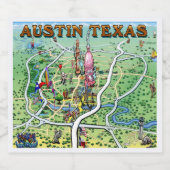 Austin Texas Cartoon Map Bier Etiket (Enkel label)