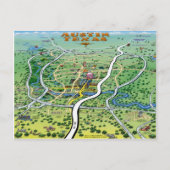 Austin Texas Cartoon Map Briefkaart (Voorkant)