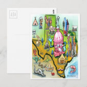 Austin Texas Cartoon Map Briefkaart (Voorkant / Achterkant)