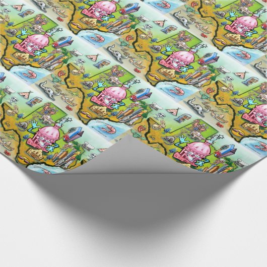Austin Texas Cartoon Map Cadeaupapier (Hoek)