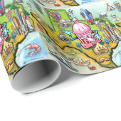 Austin Texas Cartoon Map Cadeaupapier (Rol Hoek)