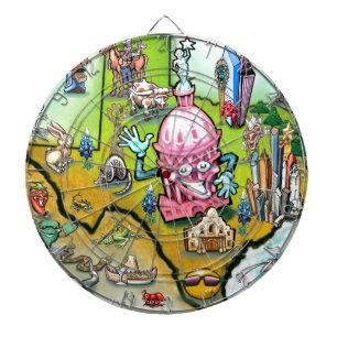 Austin Texas Cartoon Map Dartbord