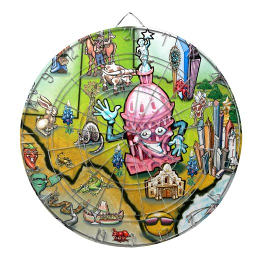 Austin Texas Cartoon Map Dartbord (Voorkant)