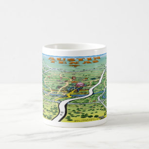 Austin Texas Cartoon Map Koffiemok