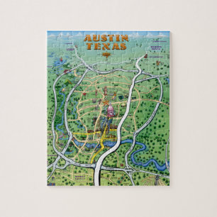 Austin Texas Cartoon Map Legpuzzel