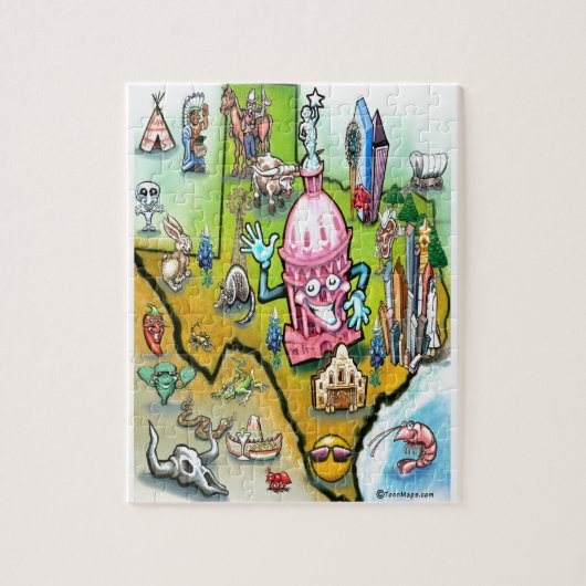 Austin Texas Cartoon Map Legpuzzel (Verticaal)