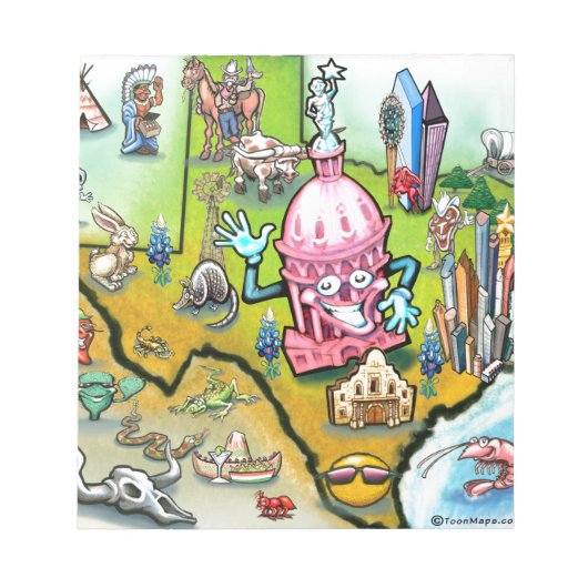 Austin Texas Cartoon Map Notitieblok (Voorkant)