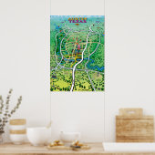 Austin Texas Cartoon Map Poster (Keuken)