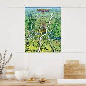 Austin Texas Cartoon Map Poster (Keuken)