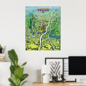 Austin Texas Cartoon Map Poster (Thuiskantoor)