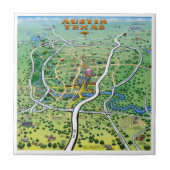 Austin Texas Cartoon Map Tegeltje (Voorkant)
