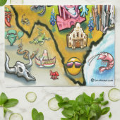 Austin Texas Cartoon Map Theedoek (Gevouwen)