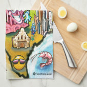 Austin Texas Cartoon Map Theedoek (Quarter Fold)