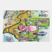 Austin Texas Cartoon Map Theedoek (Horizontaal)