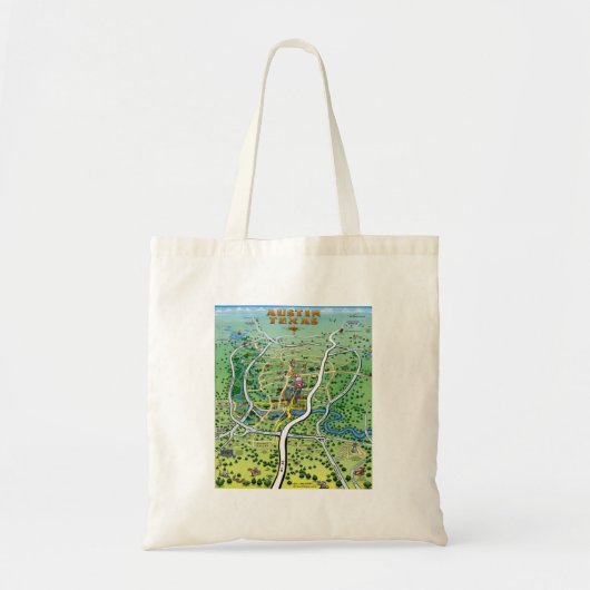 Austin Texas Cartoon Map Tote Bag (Voorkant)