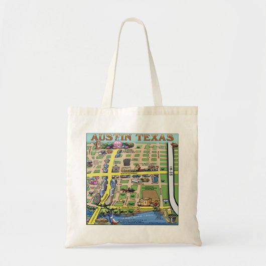 Austin Texas Cartoon Map Tote Bag (Voorkant)