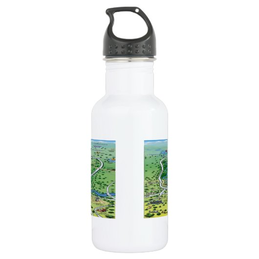 Austin Texas Cartoon Map Waterfles (Achterkant)