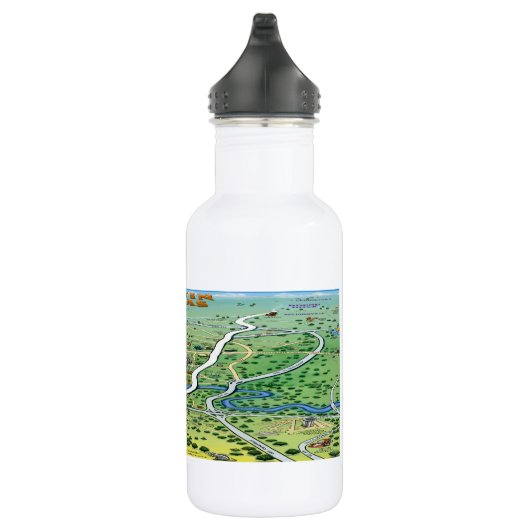 Austin Texas Cartoon Map Waterfles (Rechts)