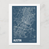 Austin Texas City Map Line Art Blue Print Briefkaart (Voorkant)