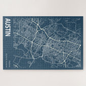 Austin Texas City Map Line Art Blue Print Legpuzzel (Horizontaal)