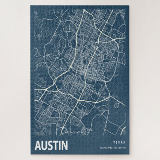 Austin Texas City Map Line Art Blue Print Legpuzzel
