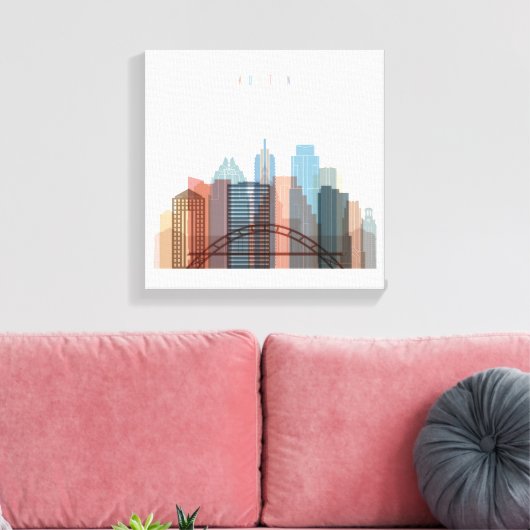 Austin, Texas | City Skyline Canvas Afdruk (Insitu (Woonkamer))