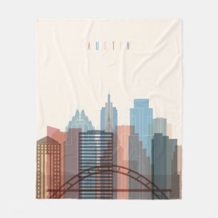 Austin, Texas City Skyline Fleece Deken