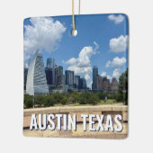 Austin Texas City Skyline Fotografie Kerstmis Keramisch Ornament (Links)