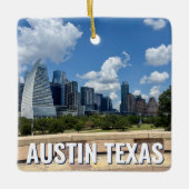 Austin Texas City Skyline Fotografie Kerstmis Keramisch Ornament (Voorkant)