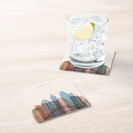 Austin, Texas | City Skyline Kartonnen Onderzetters (Insitu)