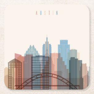 Austin, Texas   City Skyline Kartonnen Onderzetters