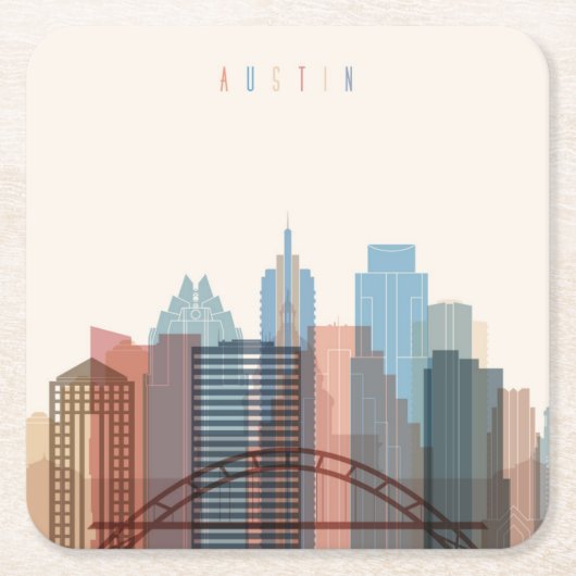 Austin, Texas | City Skyline Kartonnen Onderzetters (Voorkant)
